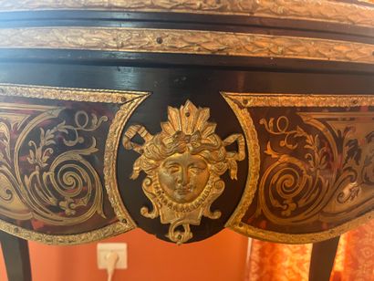 Game table in blackened wood with Boulle...
