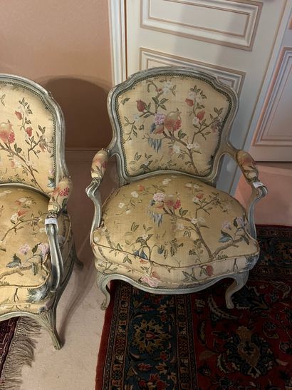 Pair of lacquered cabriolet armchairs 
Louis...