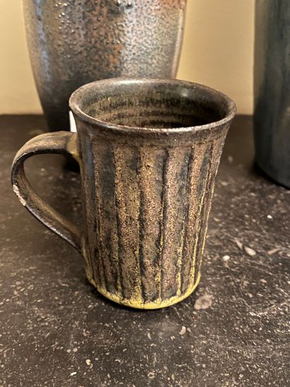 Lot of five stoneware vases including Delphin...