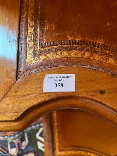 Fruitwood commode stool with leather 
H:...