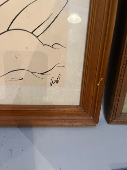 Lot of frames including engraving of a river...