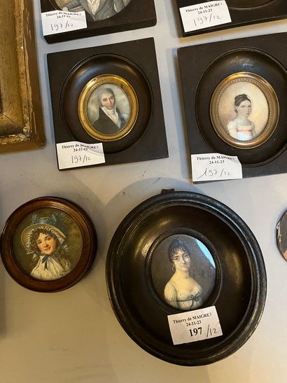 Lot of ten framed miniatures: portraits of...