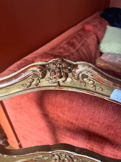 Pair of giltwood chairs in the Louis XV style,...