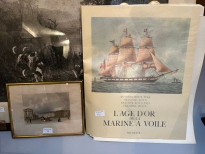 Lot of various framed pieces: vue de Versailles,...