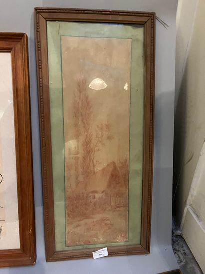 Lot of frames including engraving of a river...