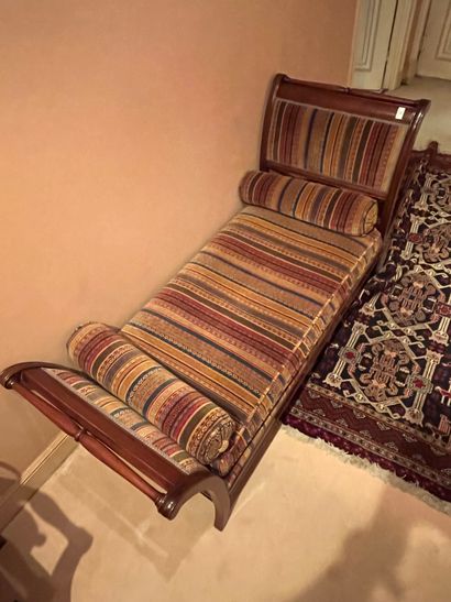 Mahogany veneered bench seat with inverted...