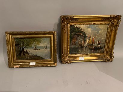 Lot of two frames including 
View of Venice,...
