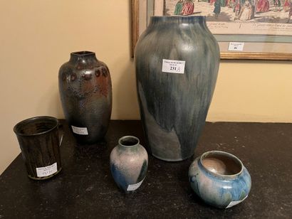 Lot of five stoneware vases including Delphin...