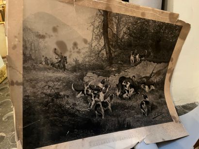 Lot of various framed pieces: vue de Versailles,...