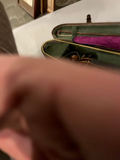 2 violins, one in its case with archer, 1...