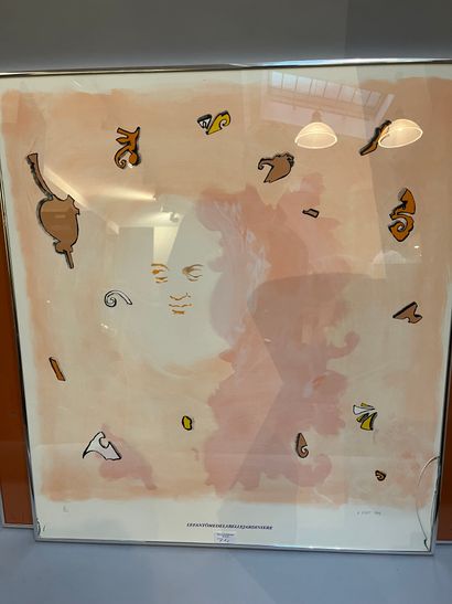 Set of modern lithographs including 
Personnage...
