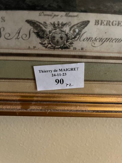 Set of two framed engravings the chassuers...
