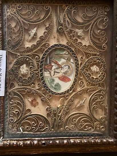Small paperolles reliquary including Saint...