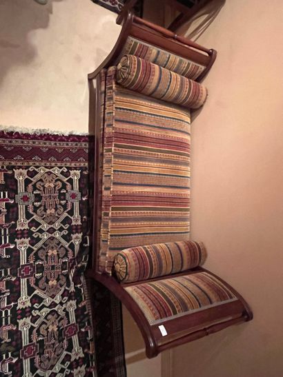 Mahogany veneered bench seat with inverted...