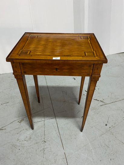 Small veneered table, one drawer in the waist,...