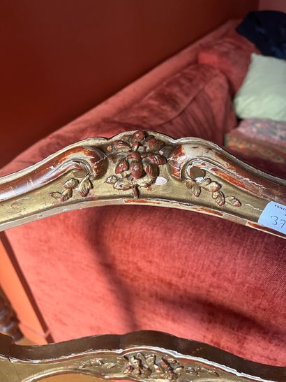 Pair of giltwood chairs in the Louis XV style,...