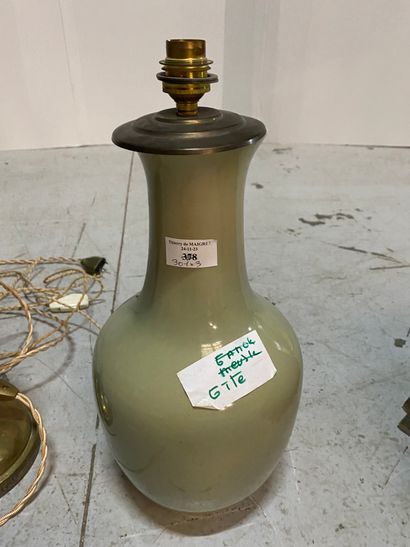 Lot: celadon green ceramic baluster vase...