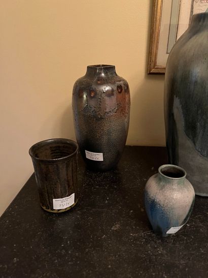 Lot of five stoneware vases including Delphin...