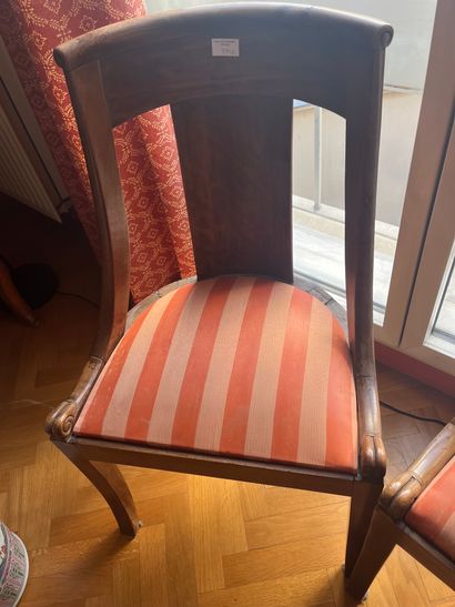 Four mahogany gondola-back chairs
Worn
Natural...