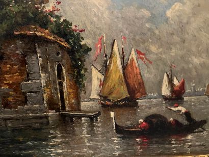 Lot of two frames including 
View of Venice,...