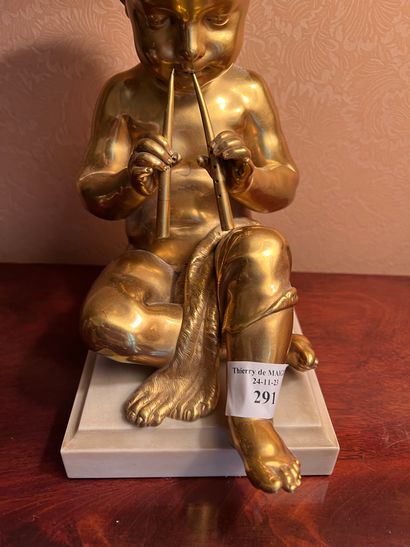 Putto flute player 
Bronze 
Louis XVI style...