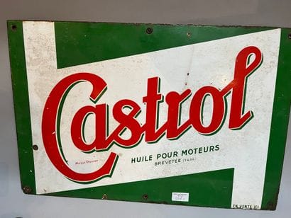 An enameled Castrol oil advertising plate...