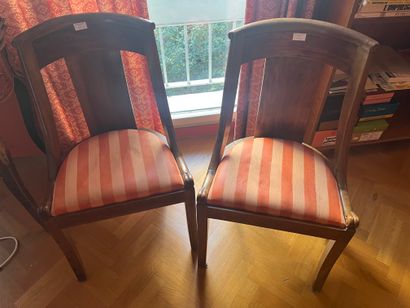 Four mahogany gondola-back chairs
Worn
Natural...