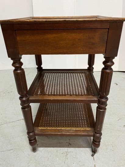 Square marble-topped bedside table with four...
