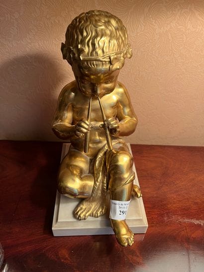 Putto flute player 
Bronze 
Louis XVI style...