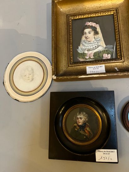 Lot of ten framed miniatures: portraits of...
