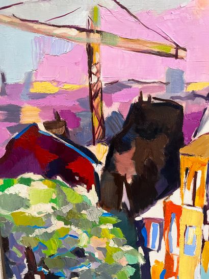 Le chantier, oil on canvas, signed lower...