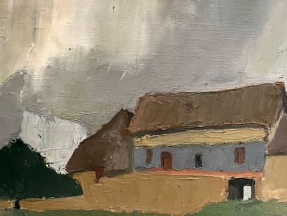 Chaumiére, oil on canvas (small chips) stamped...