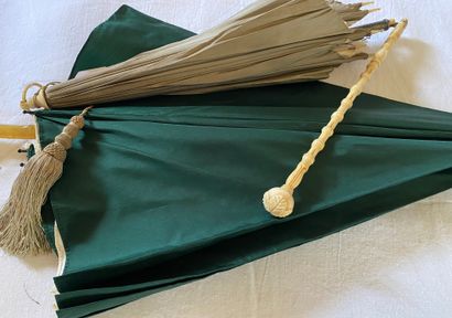 Set of 2 parasols, taupe satin or green satin....