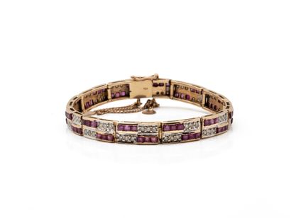 Articulated bracelet in 375 thousandths gold,...