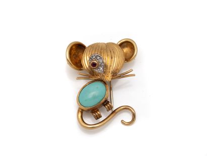 VCA. Lapel clip in 750 thousandths gold stylizing...