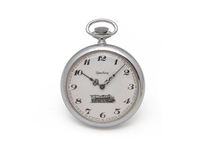 Montre de poche en métal argenté, cadran...