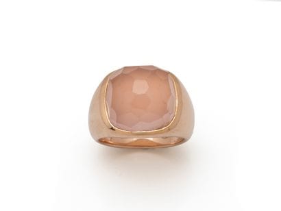 Bague chevalière en or rose 750 millièmes,...