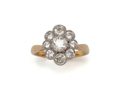 Gold 750 and platinum 850 thousandths daisy...