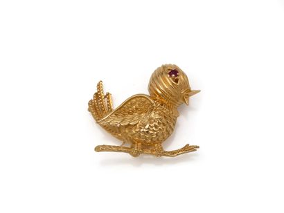 MELLERIO. Brooch in sculpted 750-thousandths...