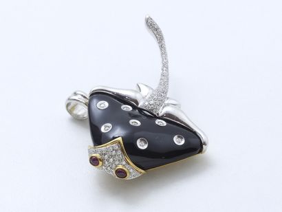 Broche pendentif deux ors 750 millièmes stylisant...