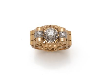 Signet ring in gold 750 and platinum 850...