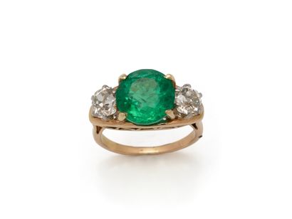 Ring in gold 750 and platinum 850 thousandths,...