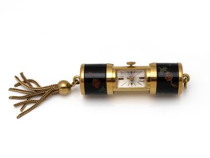 STOWA. Montre de sac en métal doré et laque...
