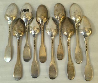 DIX CUILLERS A SOUPE en argent. BRETAGNE,...