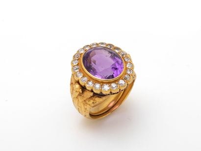 20K gold episcopal ring set with a faceted...