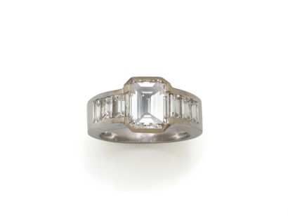 Ring in 750 thousandths white gold, set with...