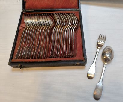 Série de 8 couverts de table en argent 1809-1819...