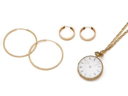Lot en or 750 millièmes composé d’une montre...