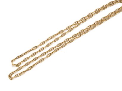 Long 750 thousandths gold chain with marine...