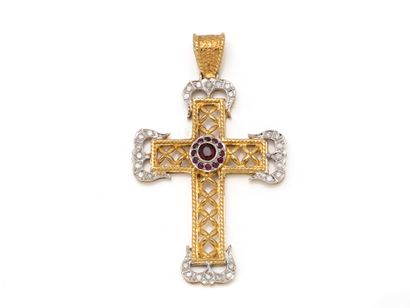 Pendant in 750 thousandths partially rhodium-plated...